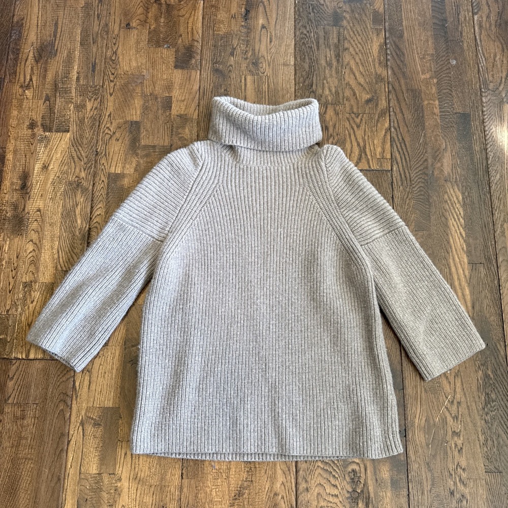 All Saints Jago Roll Neck Chunky Wool Alpaca Ribbed Jumper WK071K Brown Small